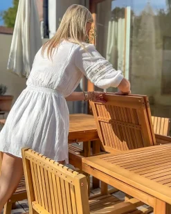 Tavolo da pranzo allungabile da giardino CESANA 180/240 cm 100 cm Legno d'acacia Marrone chiaro
