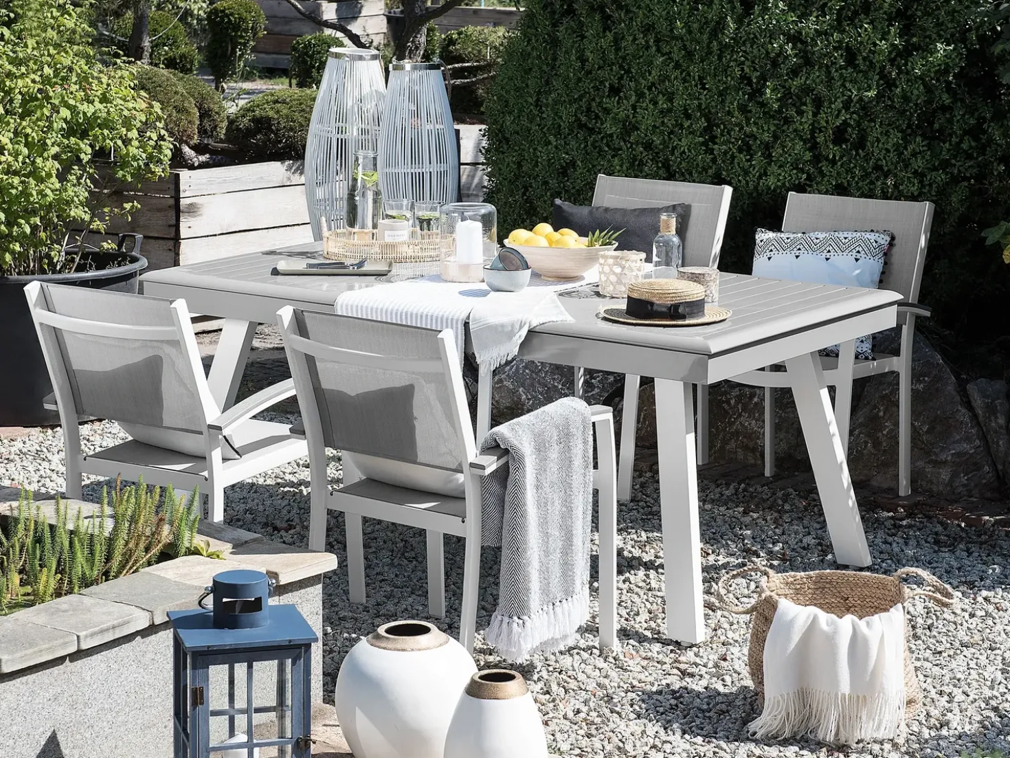 Tavolo da pranzo allungabile da giardino PERETA 175/255 cm 100 cm Metallo Grigio chiaro