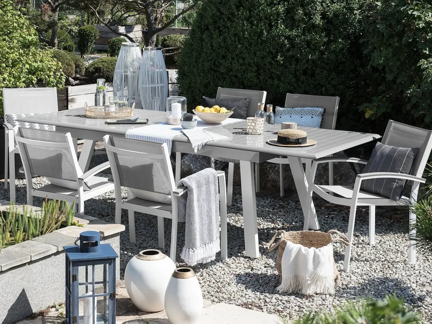 Tavolo da pranzo allungabile da giardino PERETA 175/255 cm 100 cm Metallo Grigio chiaro