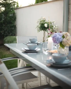 Tavolo da pranzo allungabile da giardino PERETA 175/255 cm 100 cm Metallo Grigio chiaro