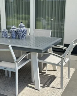 Tavolo da pranzo allungabile da giardino PERETA 175/255 cm 100 cm Metallo Grigio chiaro