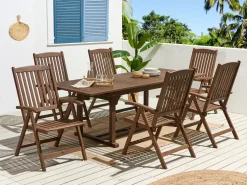 Tavolo da pranzo allungabile da giardino AMANTEA 160/220 cm 90 cm Legno d'acacia Marrone scuro