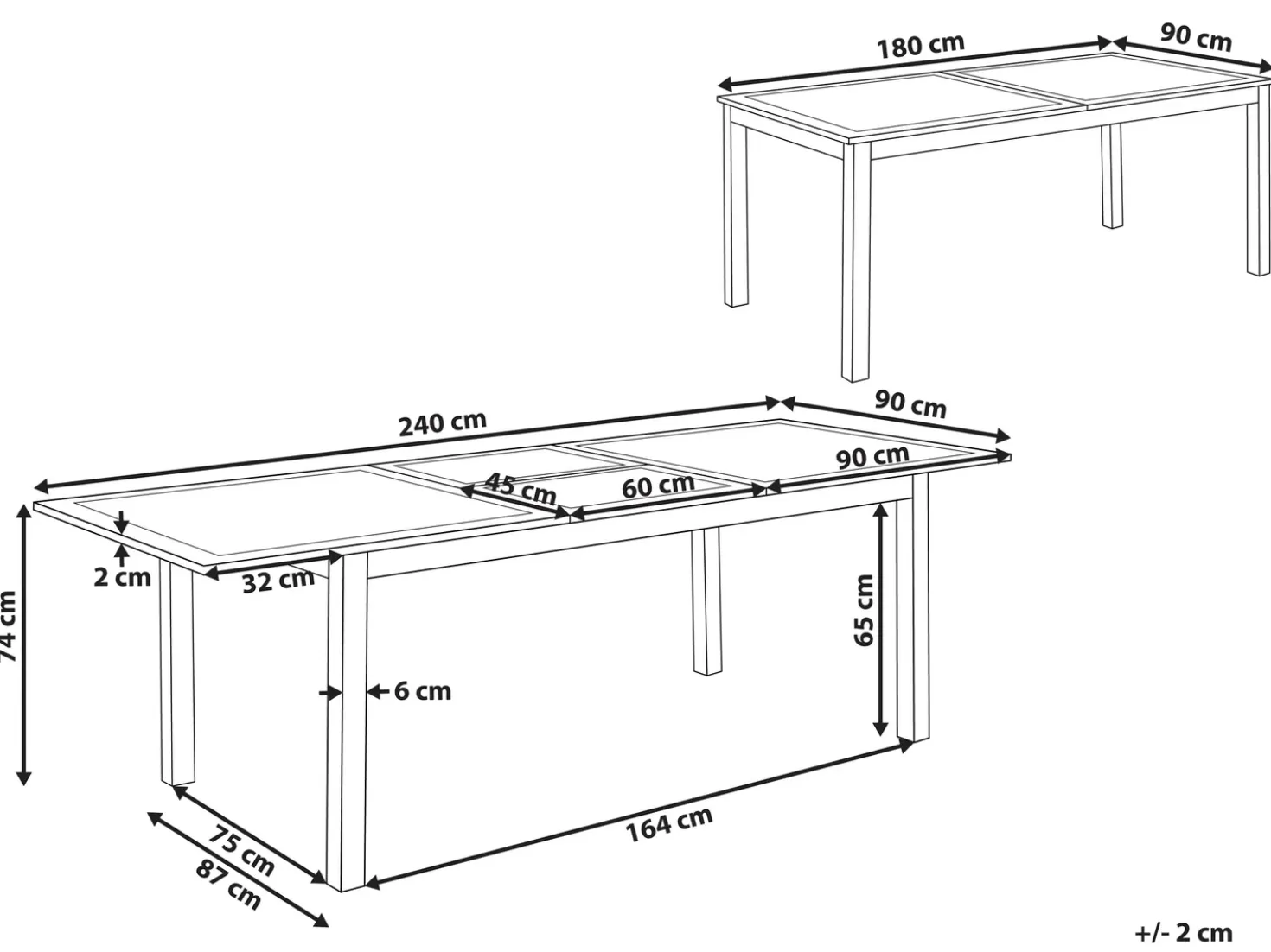Tavolo da pranzo allungabile da giardino SKALOMA 180/240 cm 90 cm Metallo Bianco