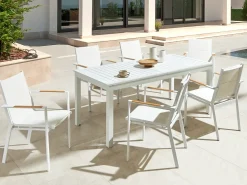 Tavolo da pranzo allungabile da giardino SKALOMA 180/240 cm 90 cm Metallo Bianco