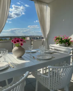 Tavolo da pranzo allungabile da giardino SKALOMA 180/240 cm 90 cm Metallo Bianco