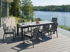 Tavolo da pranzo allungabile da giardino BINASCO 160/220 cm 90 cm Effetto pietra Grigio