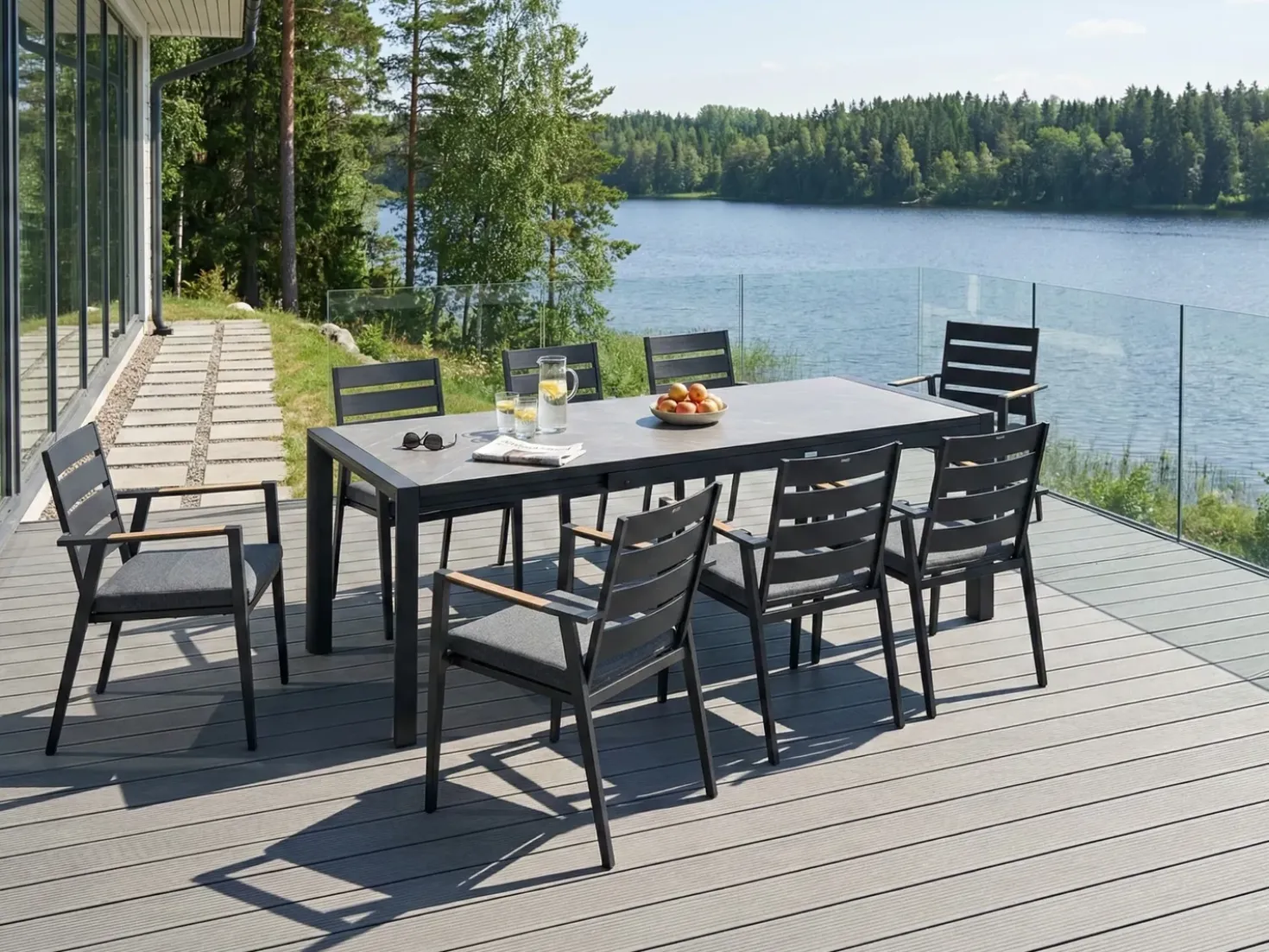 Tavolo da pranzo allungabile da giardino BINASCO 160/220 cm 90 cm Effetto pietra Grigio