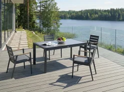 Tavolo da pranzo allungabile da giardino BINASCO 160/220 cm 90 cm Effetto pietra Grigio