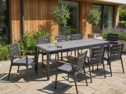 Tavolo da pranzo allungabile da giardino BINASCO 160/220 cm 90 cm Effetto pietra Grigio