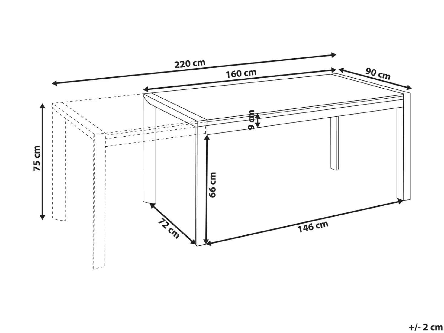 Tavolo da pranzo allungabile da giardino BINASCO 160/220 cm 90 cm Effetto pietra Grigio