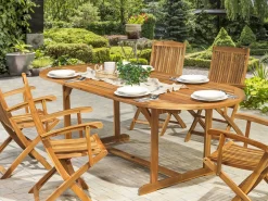 Tavolo da pranzo allungabile da giardino MAUI 160/220 cm 100 cm Legno d'acacia Marrone chiaro