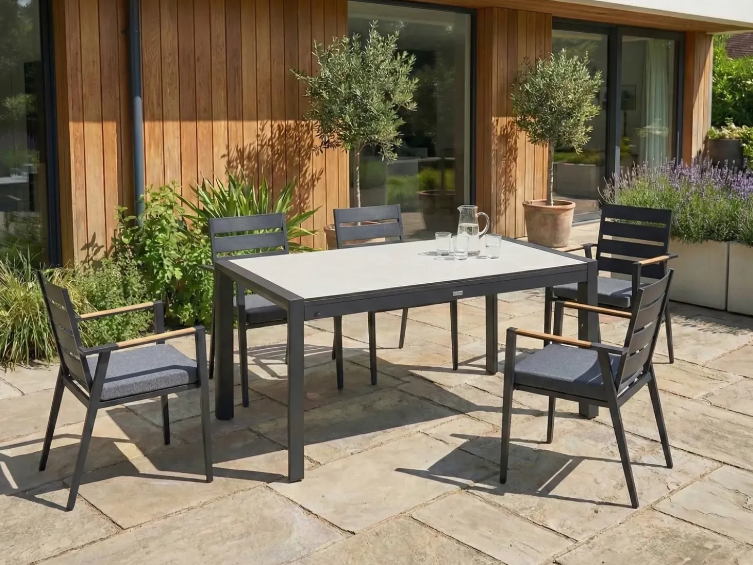 Tavolo da pranzo allungabile da giardino BINASCO 160/220 cm 90 cm Beige