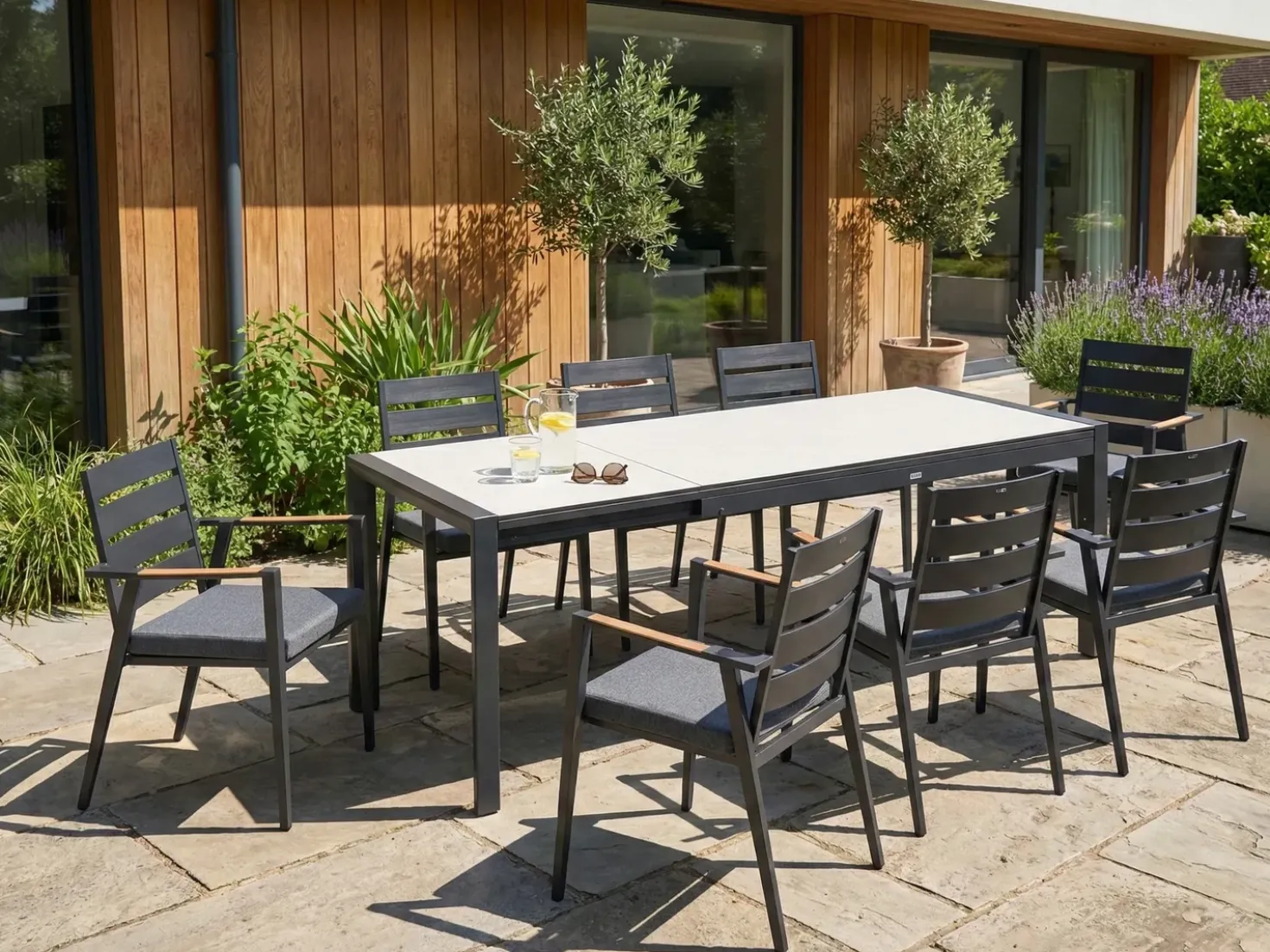 Tavolo da pranzo allungabile da giardino BINASCO 160/220 cm 90 cm Beige