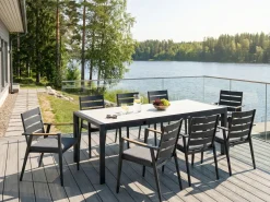 Tavolo da pranzo allungabile da giardino BINASCO 160/220 cm 90 cm Beige