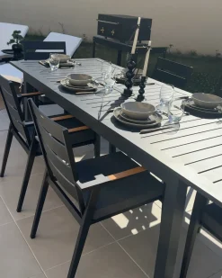 Tavolo da pranzo allungabile da giardino SKALOMA 180/240 cm 90 cm Metallo Grigio scuro
