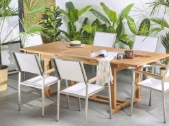 Tavolo da pranzo allungabile da giardino JAVA 160/220 cm 90 cm Legno d'acacia Marrone chiaro
