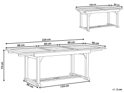 Tavolo da pranzo allungabile da giardino JAVA 160/220 cm 90 cm Legno d'acacia Marrone chiaro