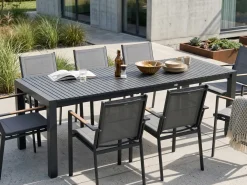 Tavolo da pranzo allungabile da giardino ARDESIO 160/220 cm 90 cm Metallo Grigio scuro