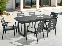 Tavolo da pranzo allungabile da giardino VALCANETTO 180/240 cm 90 cm Metallo Nero