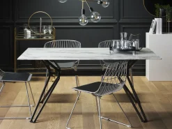 Tavolo da pranzo BALLINA Marmo bianco 160 cm 90 cm Vetro temperato