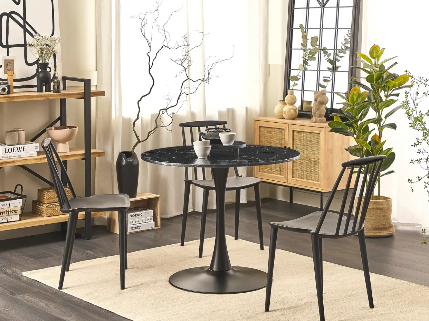 Tavolo da pranzo BOCA Marmo nero 90 cm 90 cm