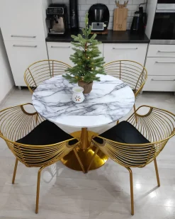 Tavolo da pranzo BOCA Marmo/Oro 90 cm 90 cm
