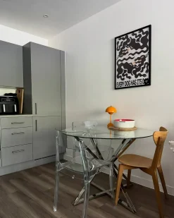Tavolo da pranzo BOSCO Argento 105 cm 105 cm Vetro temperato