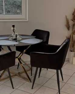 Tavolo da pranzo BOSCO Nero 105 cm 105 cm Vetro temperato