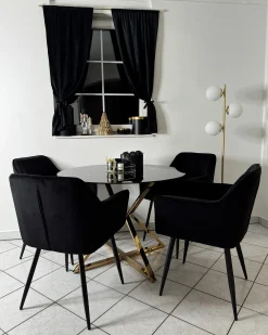Tavolo da pranzo BOSCO Nero 105 cm 105 cm Vetro temperato