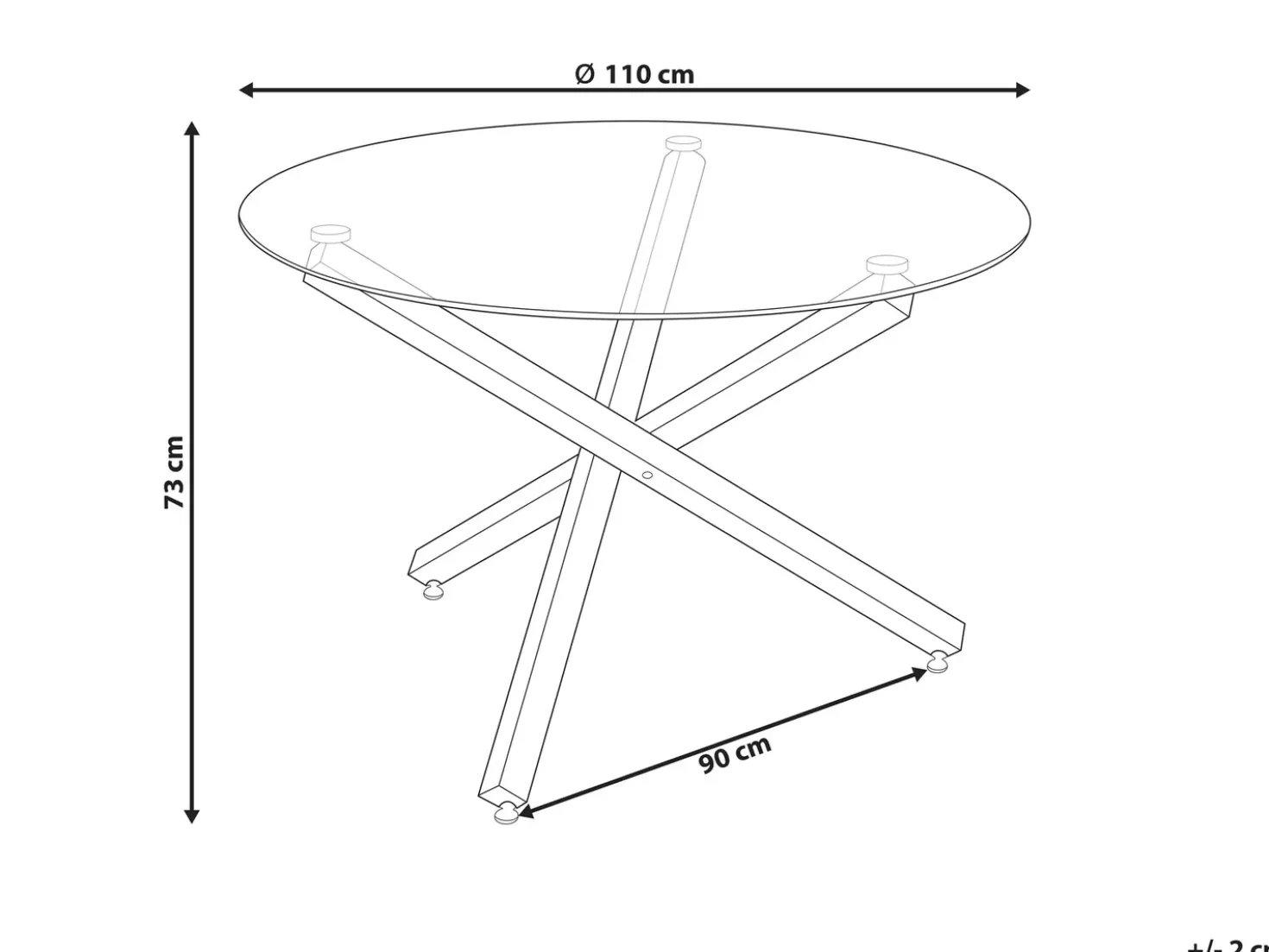Tavolo da pranzo BUTLER Argento 110 cm 110 cm Vetro temperato