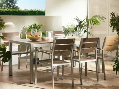 Tavolo da pranzo da giardino VERNIO 180 cm 90 cm Metallo Marrone