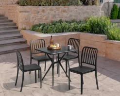 Tavolo da pranzo da giardino PIAVE 70 cm 70 cm Nero