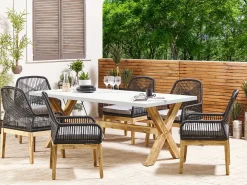 Tavolo da pranzo da giardino OLBIA 200 cm 100 cm Cemento Bianco
