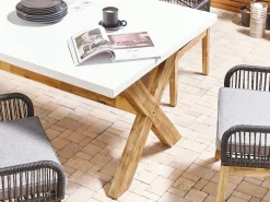 Tavolo da pranzo da giardino OLBIA 200 cm 100 cm Cemento Bianco