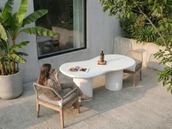 Tavolo da pranzo da giardino SIRMIONE 200 cm 110 cm Effetto terrazzo Terrazzo Bianco