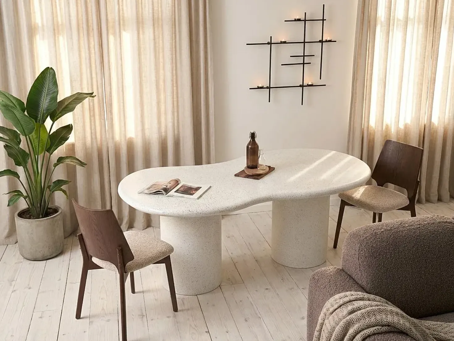 Tavolo da pranzo da giardino SIRMIONE 200 cm 110 cm Effetto terrazzo Terrazzo Bianco