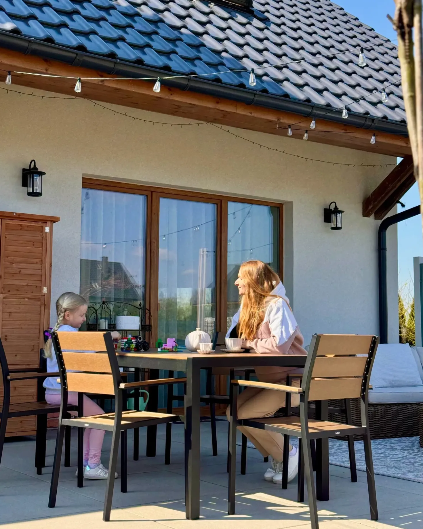 Tavolo da pranzo da giardino VERNIO 180 cm 90 cm Metallo Marrone/Nero