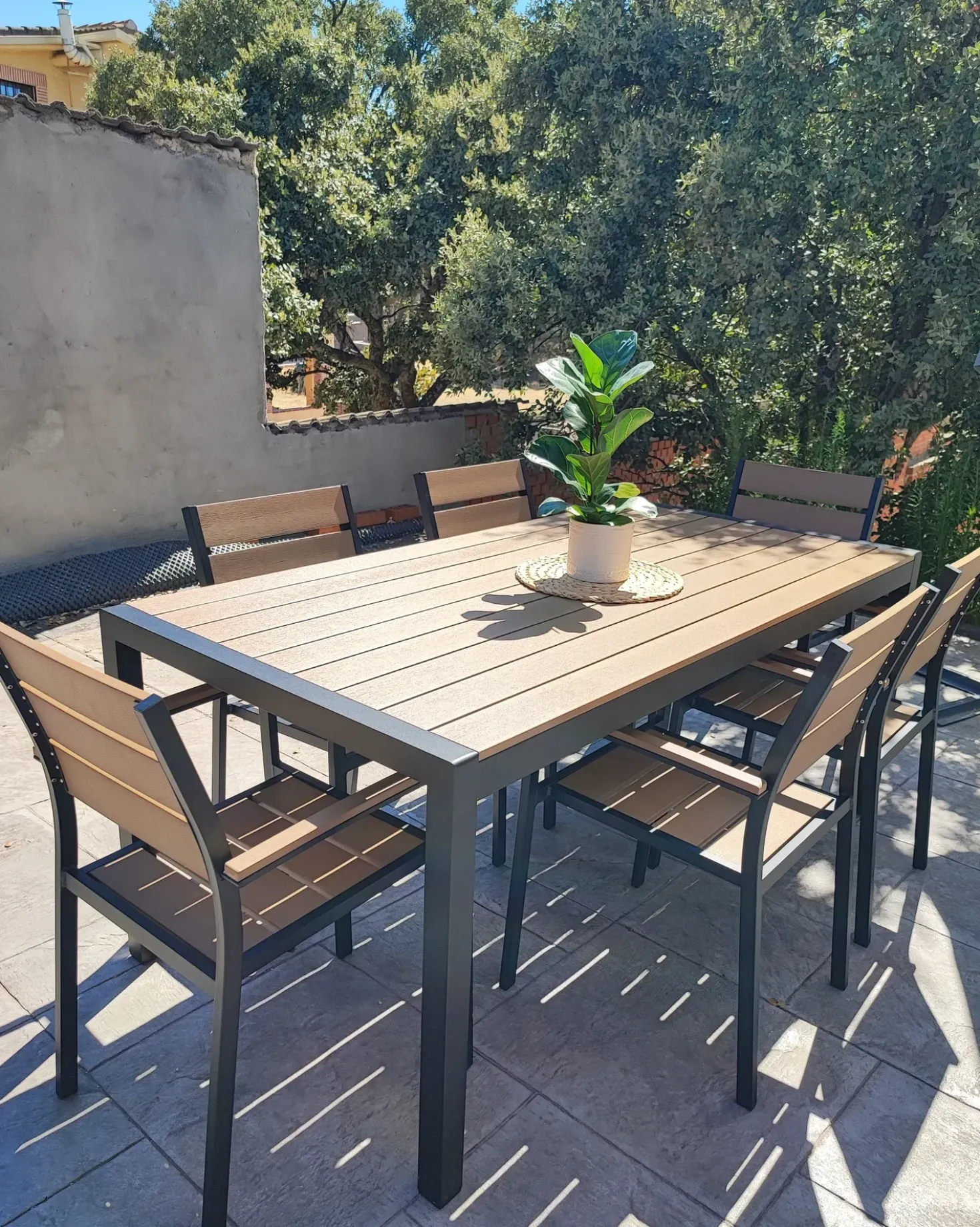 Tavolo da pranzo da giardino VERNIO 180 cm 90 cm Metallo Marrone/Nero