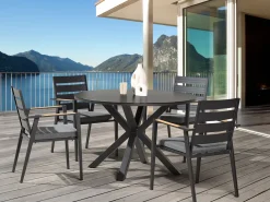 Tavolo da pranzo da giardino MALETTO 120 cm 120 cm Vetro Nero