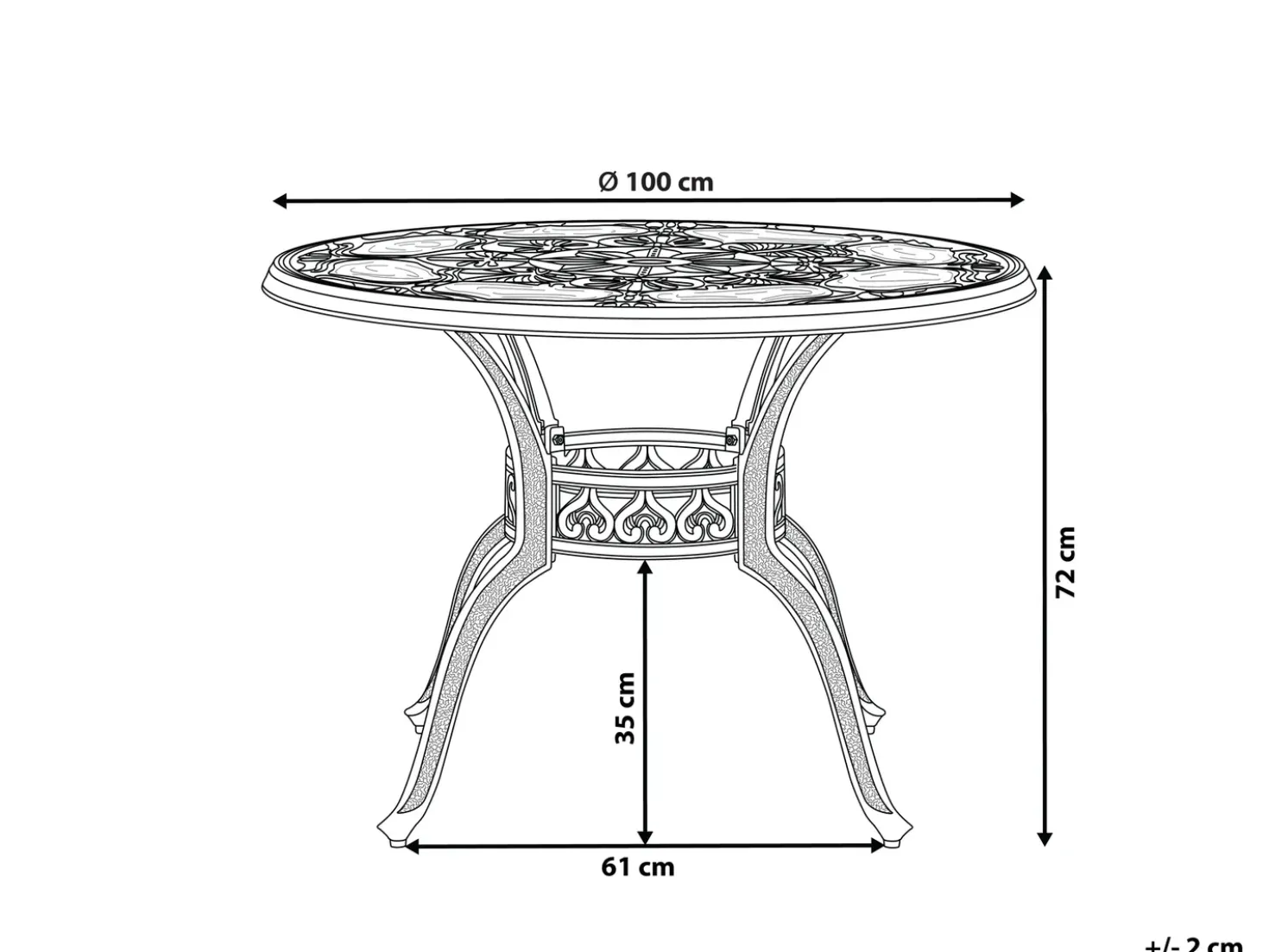Tavolo da pranzo da giardino SAPRI 100 cm 100 cm Metallo Marrone scuro