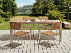Tavolo da pranzo da giardino VIAREGGIO 200 cm 90 cm Legno di teak certificato Marrone