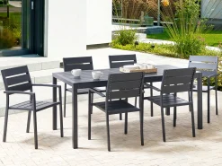 Tavolo da pranzo da giardino VERNIO 180 cm 90 cm Metallo Nero