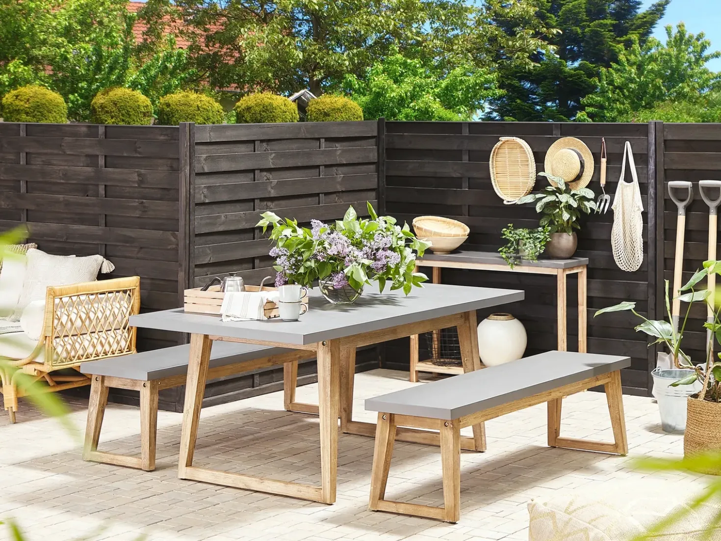 Tavolo da pranzo da giardino ORIA 180 cm 90 cm Cemento Grigio