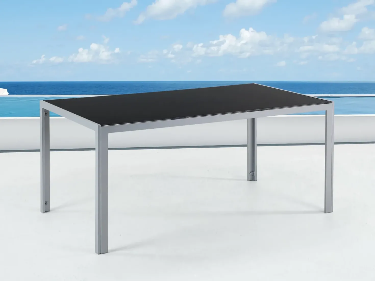 Tavolo da pranzo da giardino CATANIA 160 cm 91 cm Vetro Nero