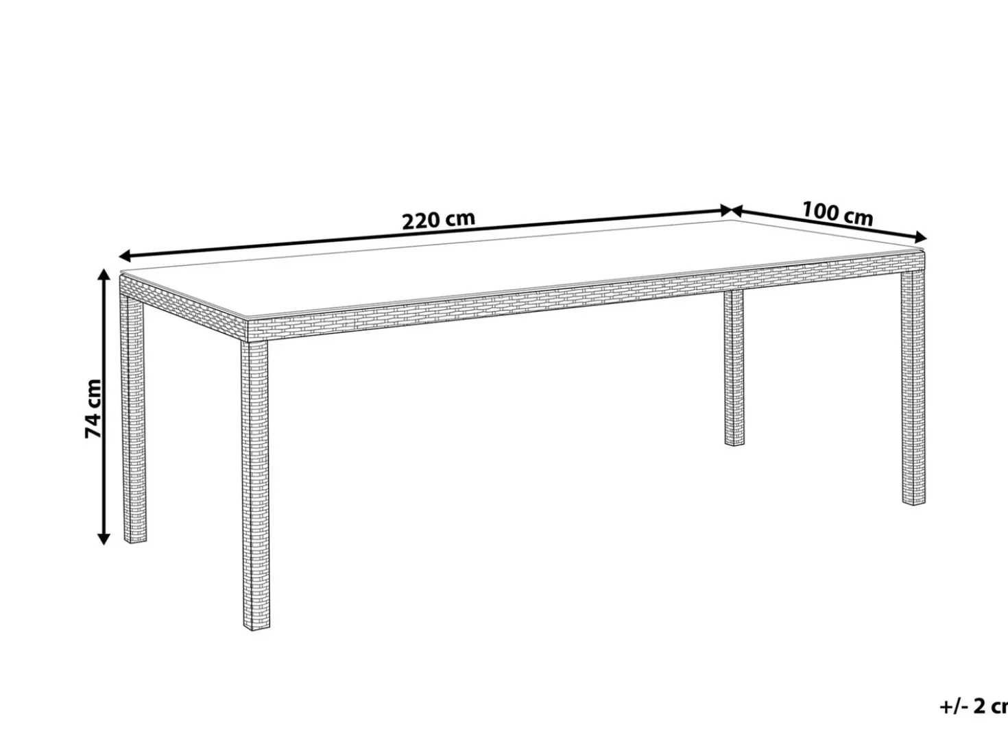 Tavolo da pranzo da giardino ITALY 220 cm 100 cm Vetro Bianco