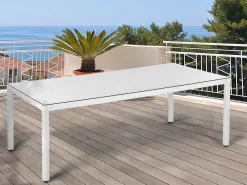 Tavolo da pranzo da giardino ITALY 220 cm 100 cm Vetro Bianco