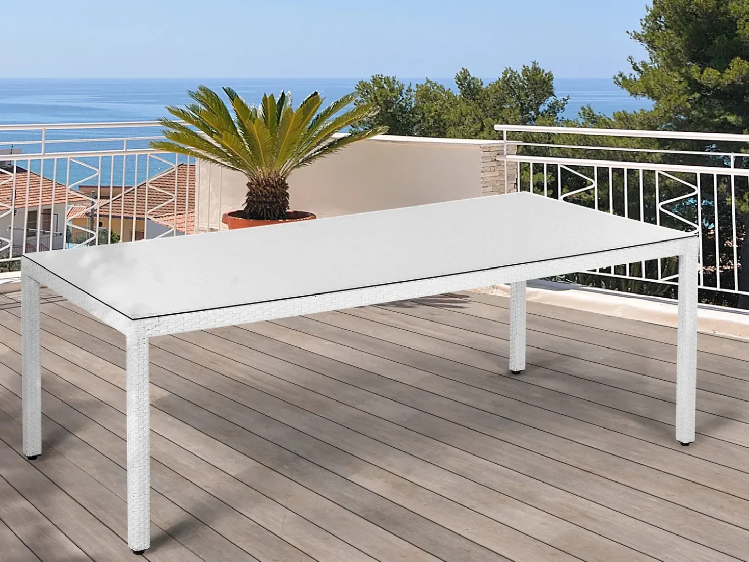 Tavolo da pranzo da giardino ITALY 220 cm 100 cm Vetro Bianco
