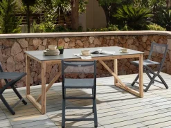 Tavolo da pranzo da giardino NOTTERI 180 cm 90 cm Cemento Grigio