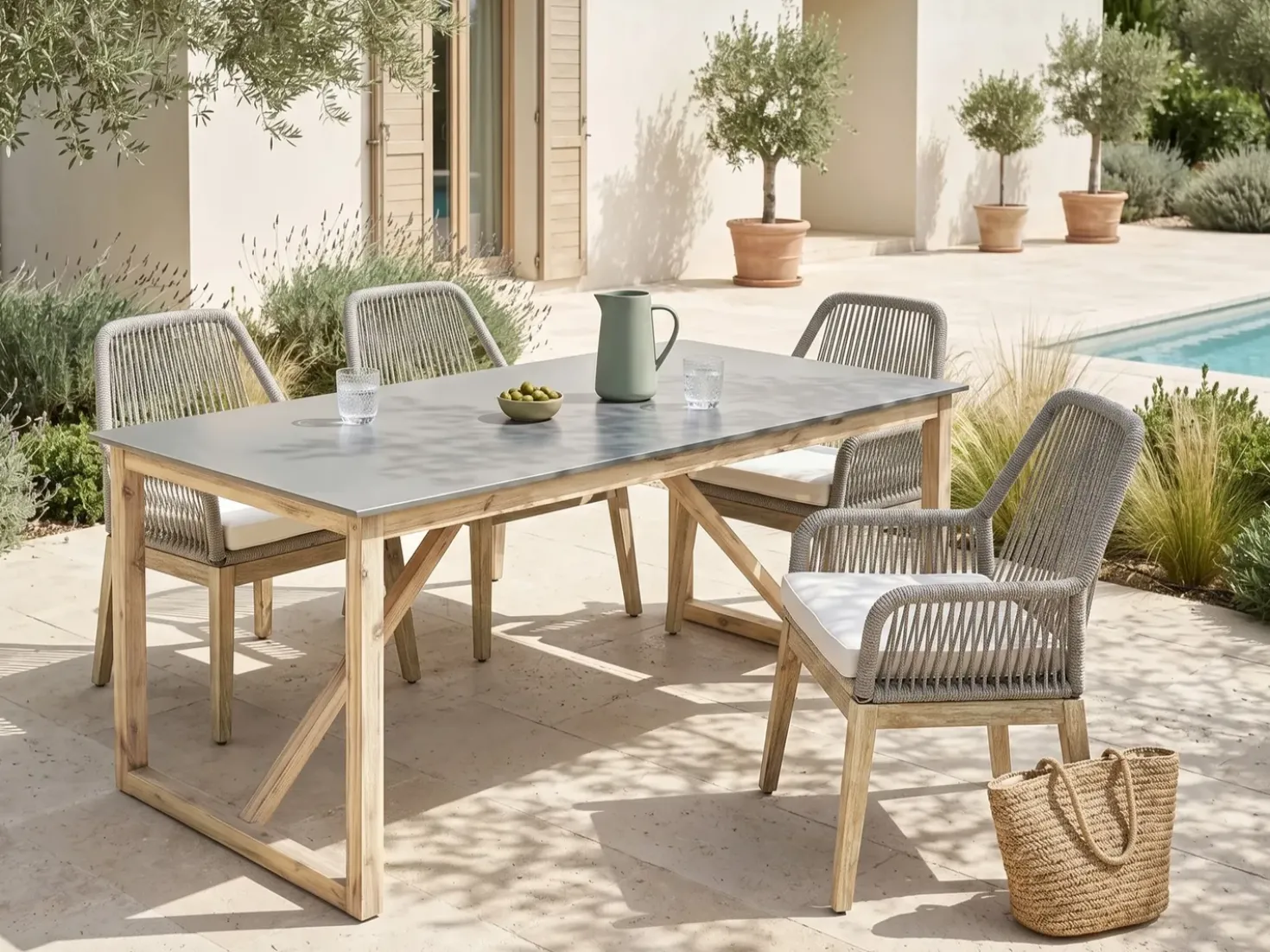 Tavolo da pranzo da giardino NOTTERI 180 cm 90 cm Cemento Grigio