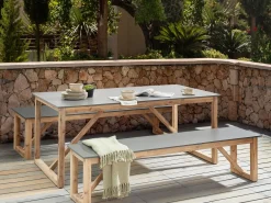 Tavolo da pranzo da giardino NOTTERI 180 cm 90 cm Cemento Grigio